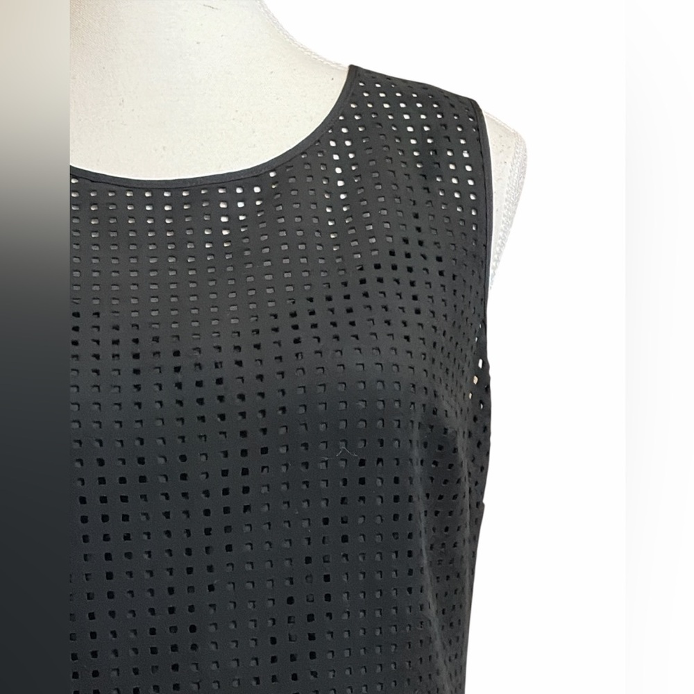 Tommy Hilfiger Deep Navy Blue Sleeveless A-Line Perforated Dress - Picture 2 of 6